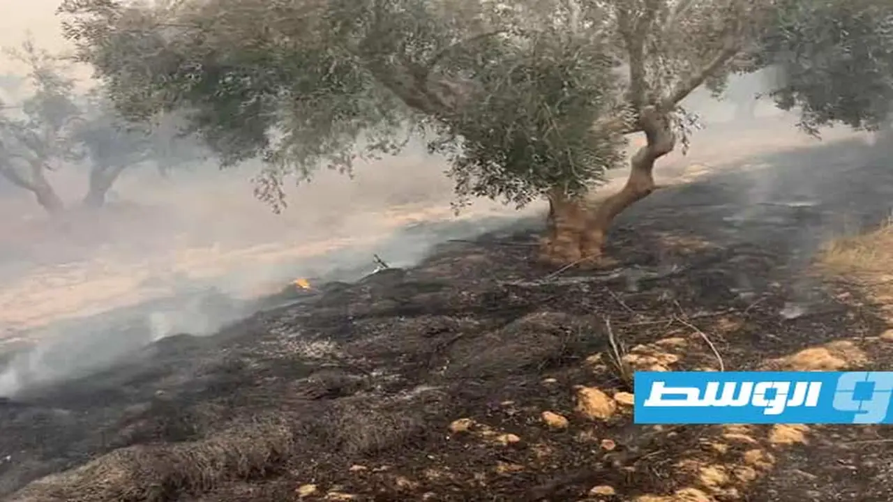 رياح قوية.. اتساع رقعة حريق وادي العطيات في مدينة بني وليد اليوم